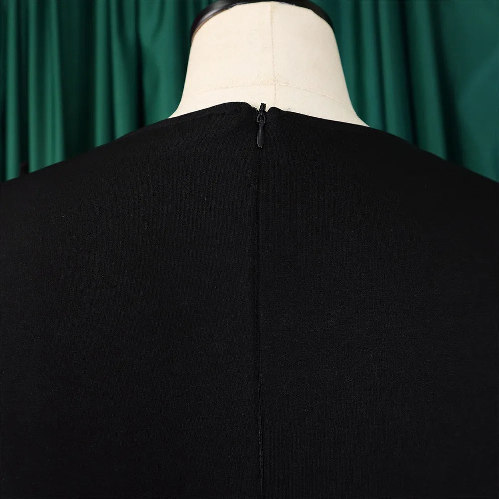 Elegant Beaded Sleeve Jumpsuit - Black