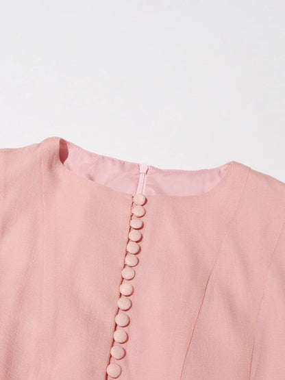 Elegant Pleated Patchwork Mini Dress - Pink