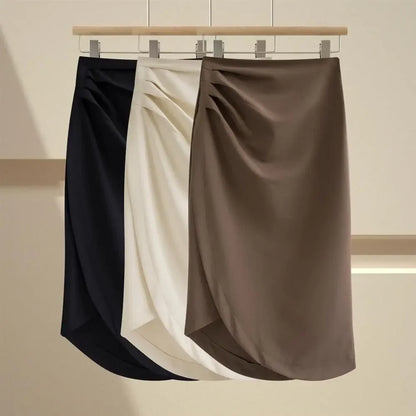 High Waist Asymmetrical Pleated Skirt
