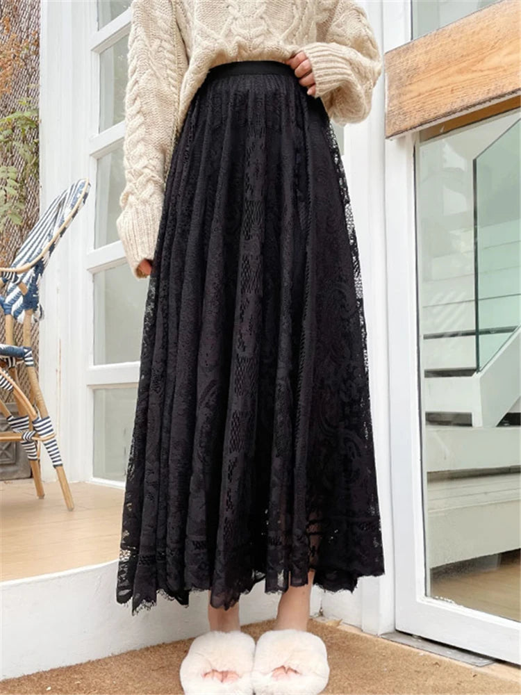 Boho Elegance Crochet Maxi Skirt