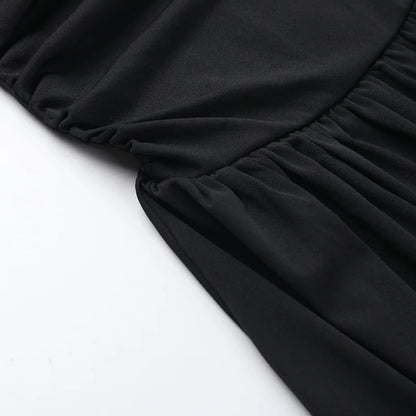 One Shoulder Ruched Maxi Dress - Black