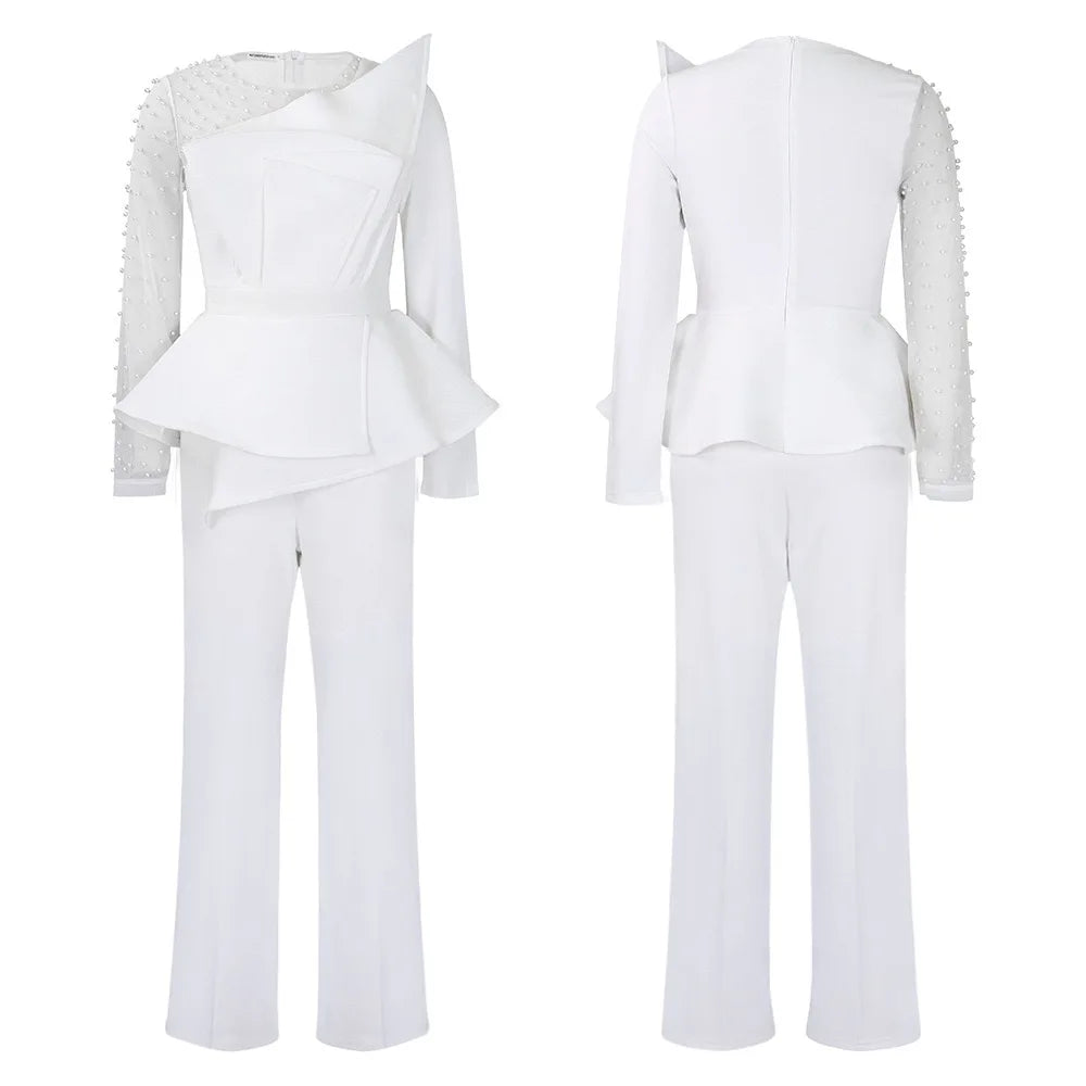 Elegant Beaded Sleeve Jumpsuit