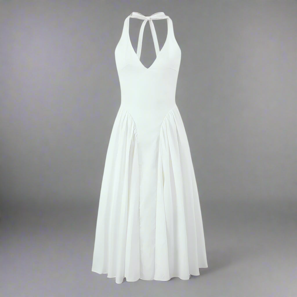 Elegant Halter Backless Midi Dress