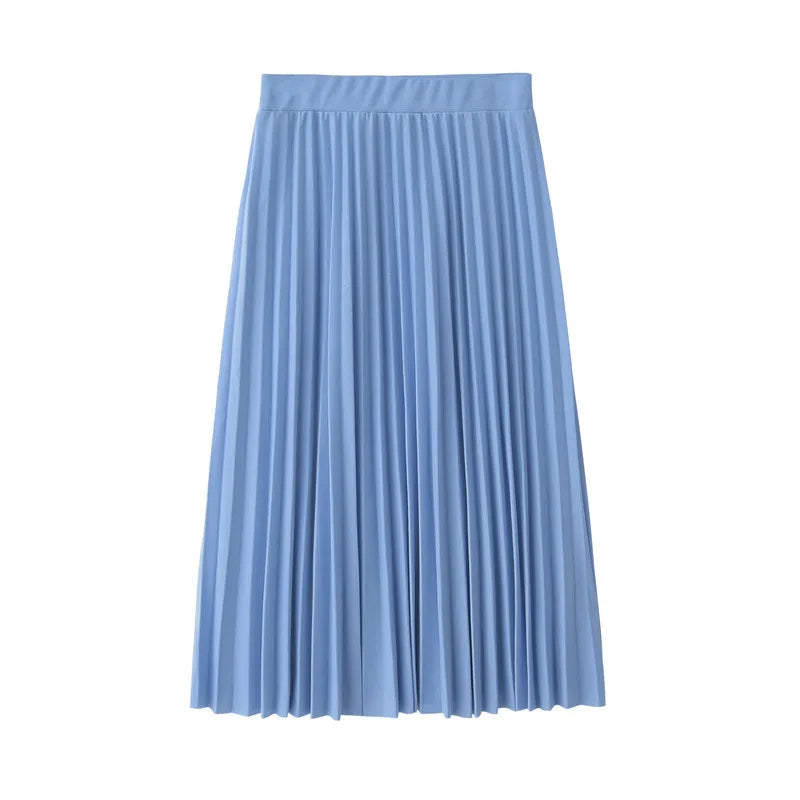High-Waist Pleated Midi Skirt