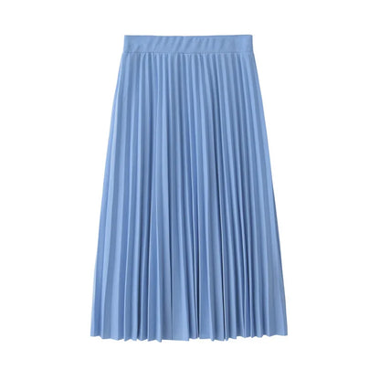 High-Waist Pleated Midi Skirt