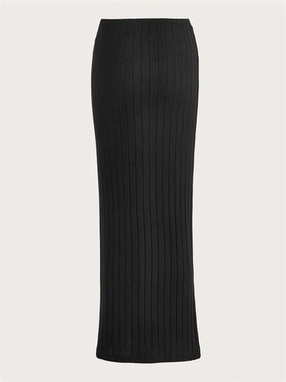 Ribbed Knit Pencil Skirt