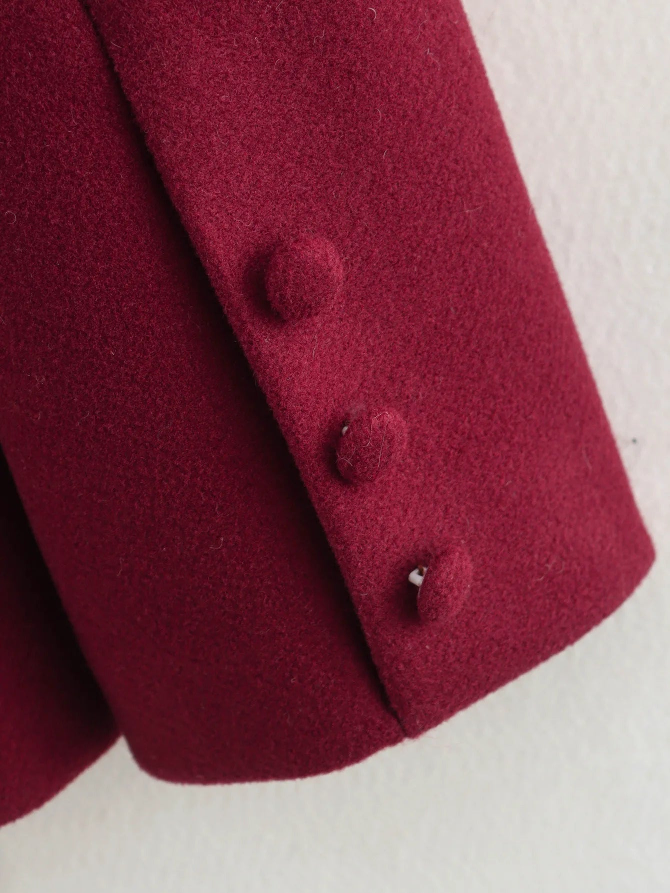 Woolen Blazer Jacket with Scarf - Red