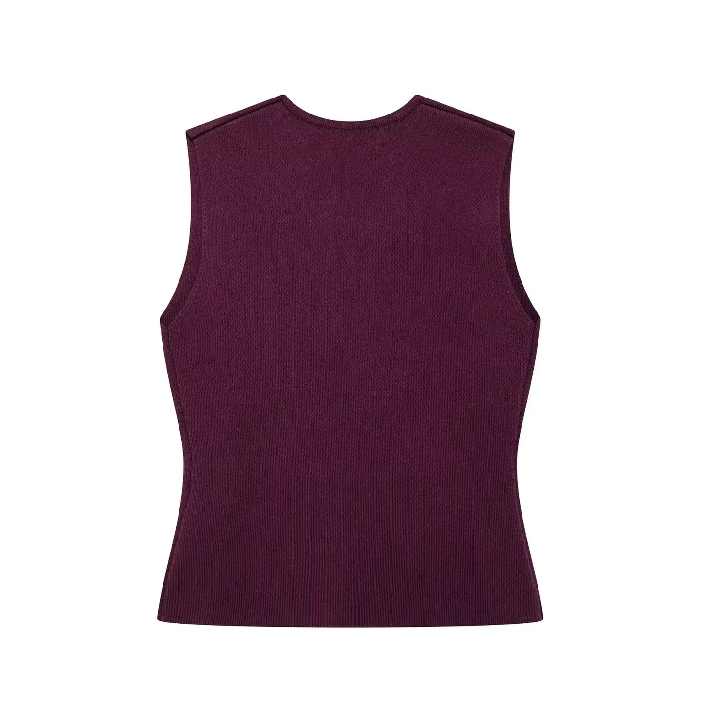 Knitted Vest & High-Waist Skirt Set -Wine Red Suit