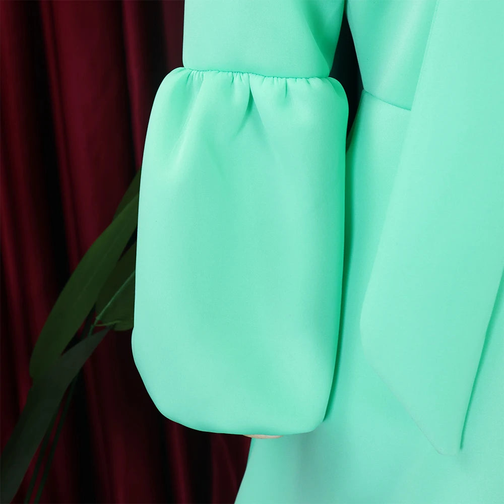 Elegant Bow Collar A Line Midi Dress - Light Blue