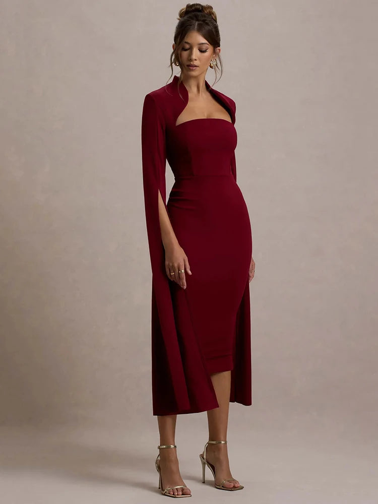 Sleeve Bodycon Midi Dress