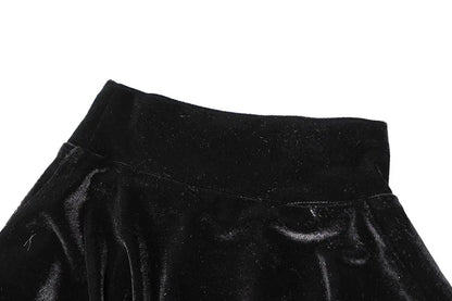 Velvet Long Sleeve Velvet Midi Dress - Black