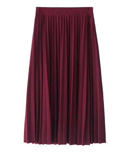 High-Waist Pleated Midi Skirt