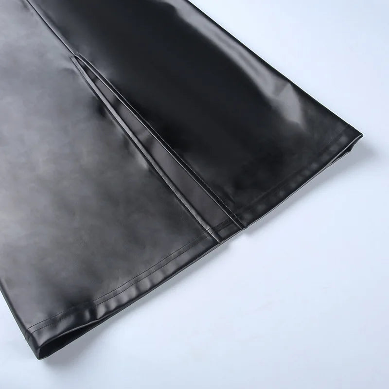 High Waist Leather Skirt