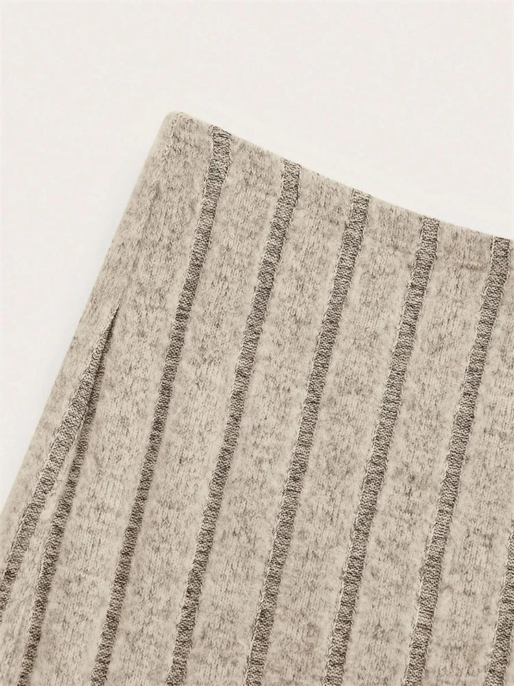 Ribbed Knit Pencil Skirt