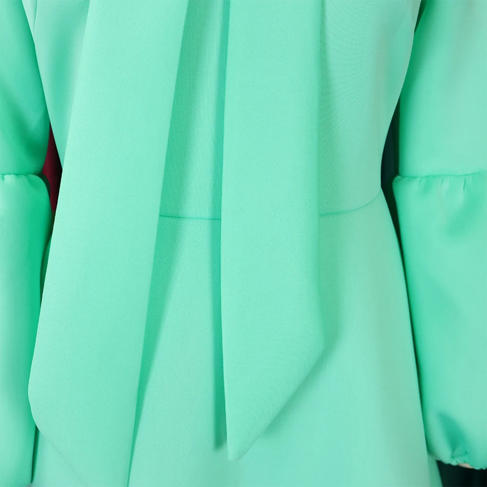 Elegant Bow Collar A Line Midi Dress - Light Blue