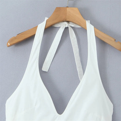 Elegant Halter Backless Midi Dress