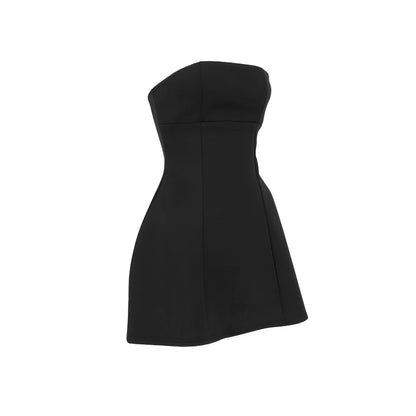 Elegant Strapless A-Line Mini Dress - Black
