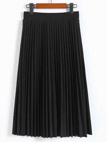 High-Waist Pleated Midi Skirt