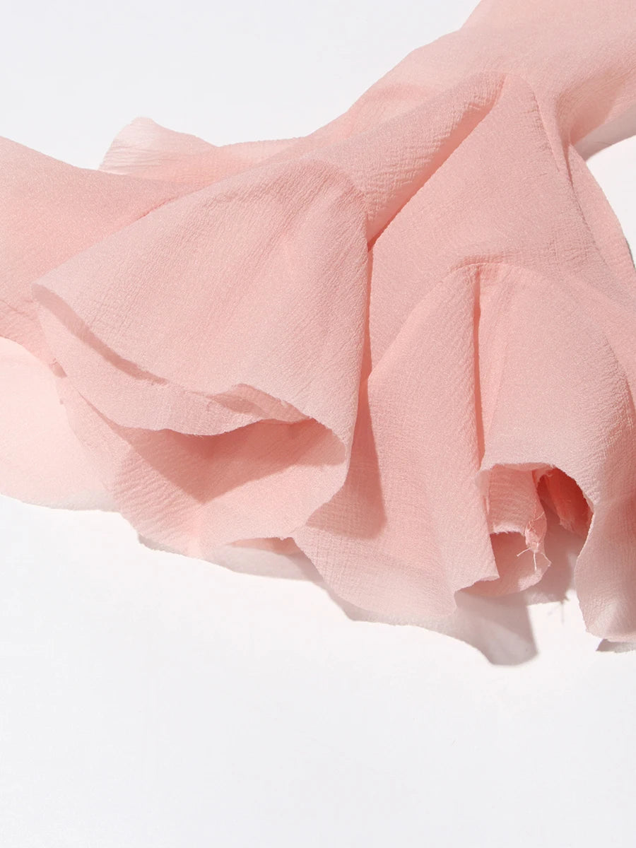 Elegant Pleated Patchwork Mini Dress - Pink