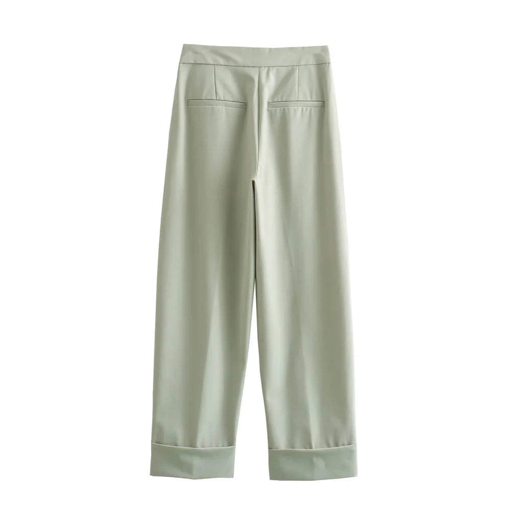 Fashionable Curled Hem Suit Set