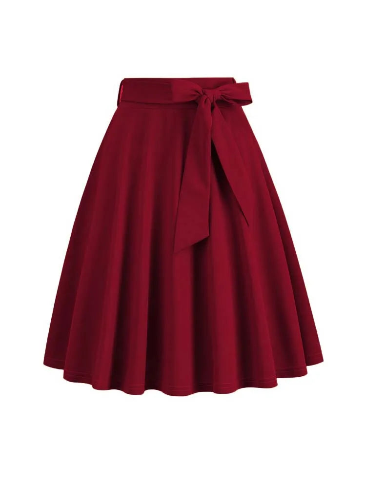 High Waist A Line Midi Skirt