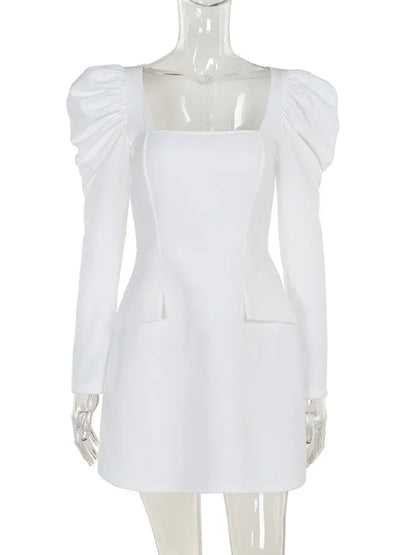 Square Collar Ruched Mini Dress