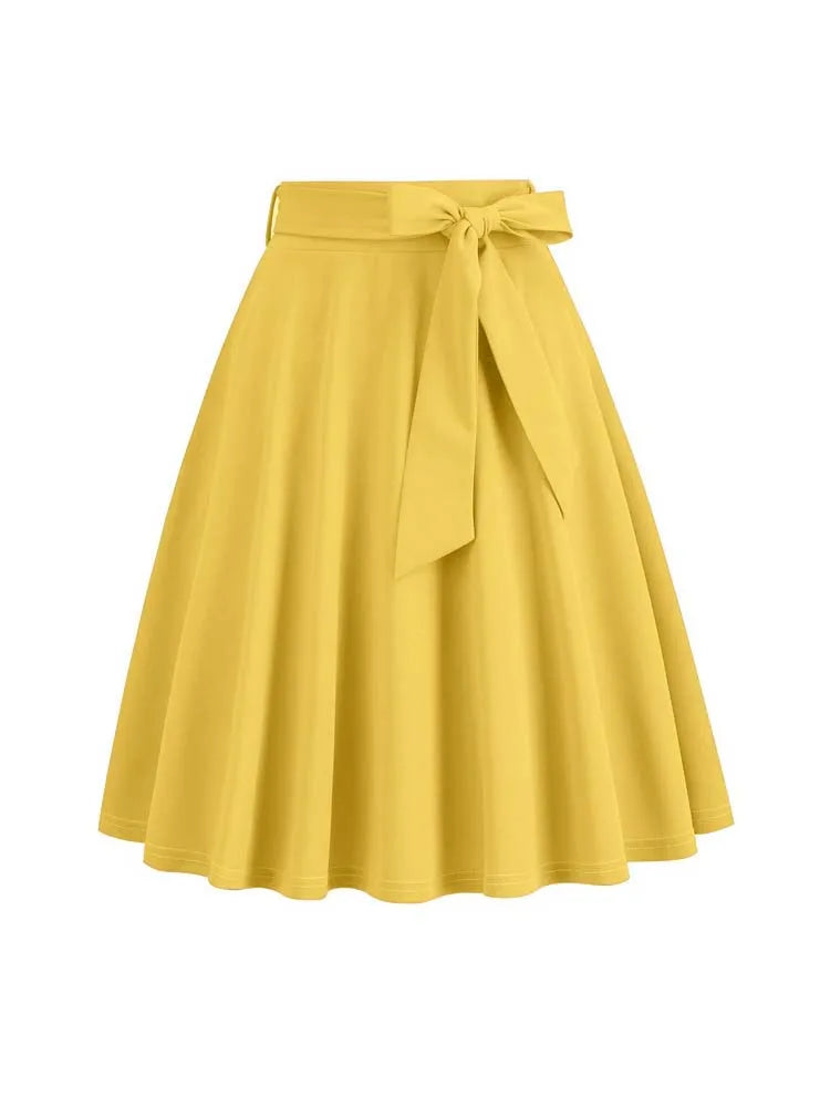 High Waist A Line Midi Skirt