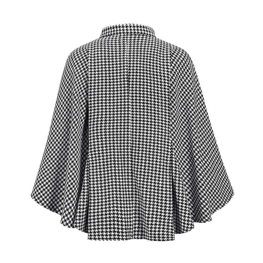 Luxury Plaid Cape Coat
