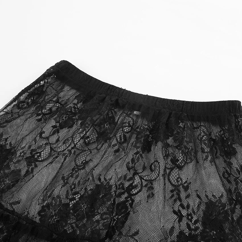 Dark Lace Perspective Maxi Skirt