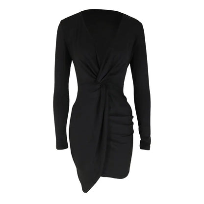 Confident V-Neck Slim Mini Dress