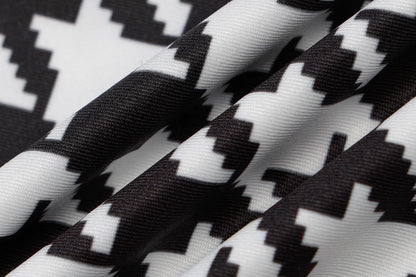 Houndstooth Print Midi Dress