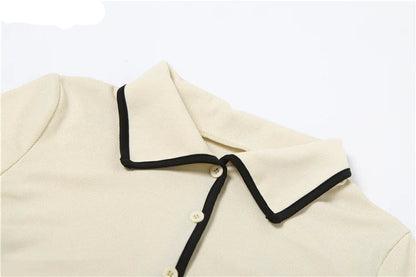 Ribbed Polo Neck 2-Piece Set Neck Top Mini Skirts