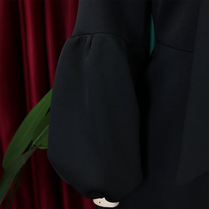 Elegant Bow Collar A Line Midi Dress - Black