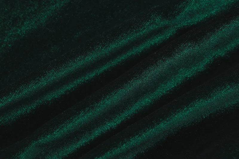 Velvet Long Sleeve Midi Dress - Green