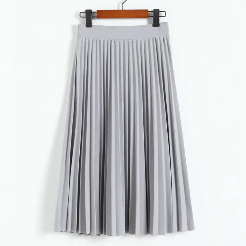 High-Waist Pleated Midi Skirt