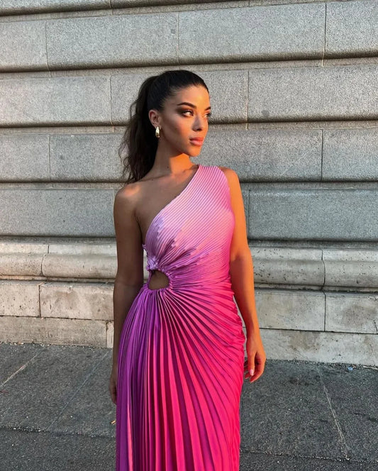 Elegant  Pleated A-Line Midi Dress