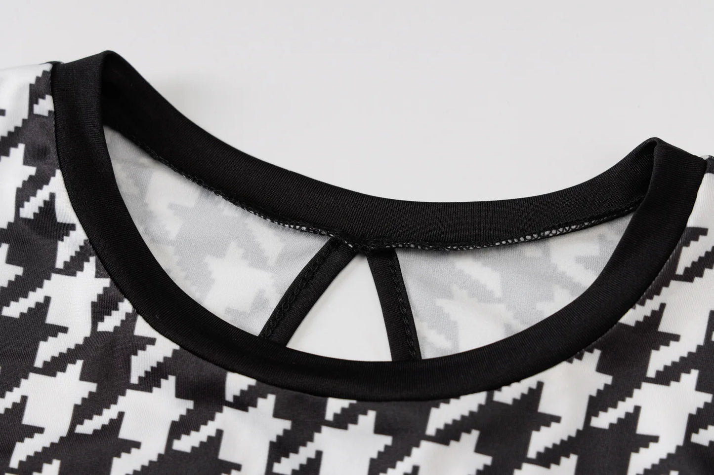 Houndstooth Print Midi Dress