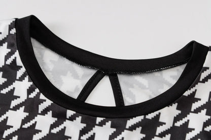 Houndstooth Print Midi Dress