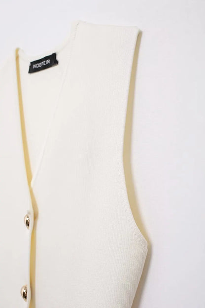 Knitted Vest & High-Waist Skirt Set - Beige Suit