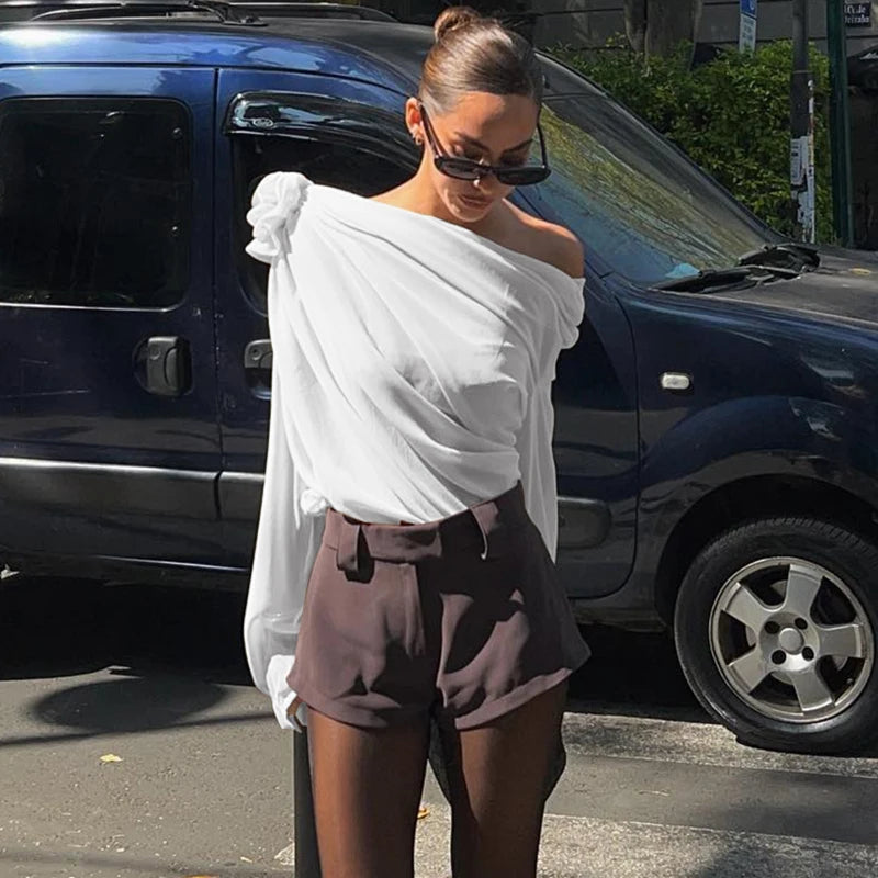 Off Shoulder Flower Appliqué Crop Top