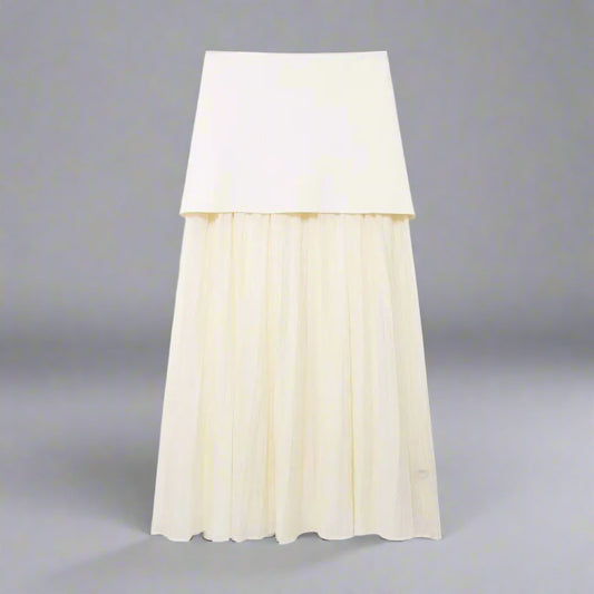 Knitted Vest & High-Waist Skirt Set - Beige Suit