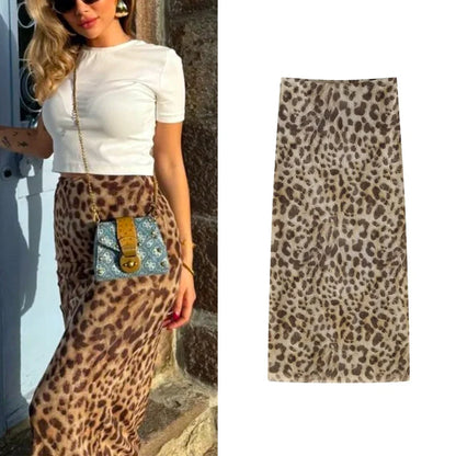 Leopard Print Midi Skirt