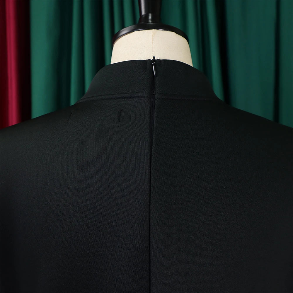 Elegant Bow Collar A Line Midi Dress - Black