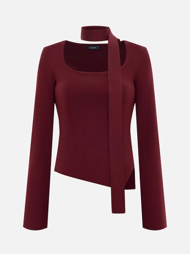 Ribbon Knitted Mini Skirt