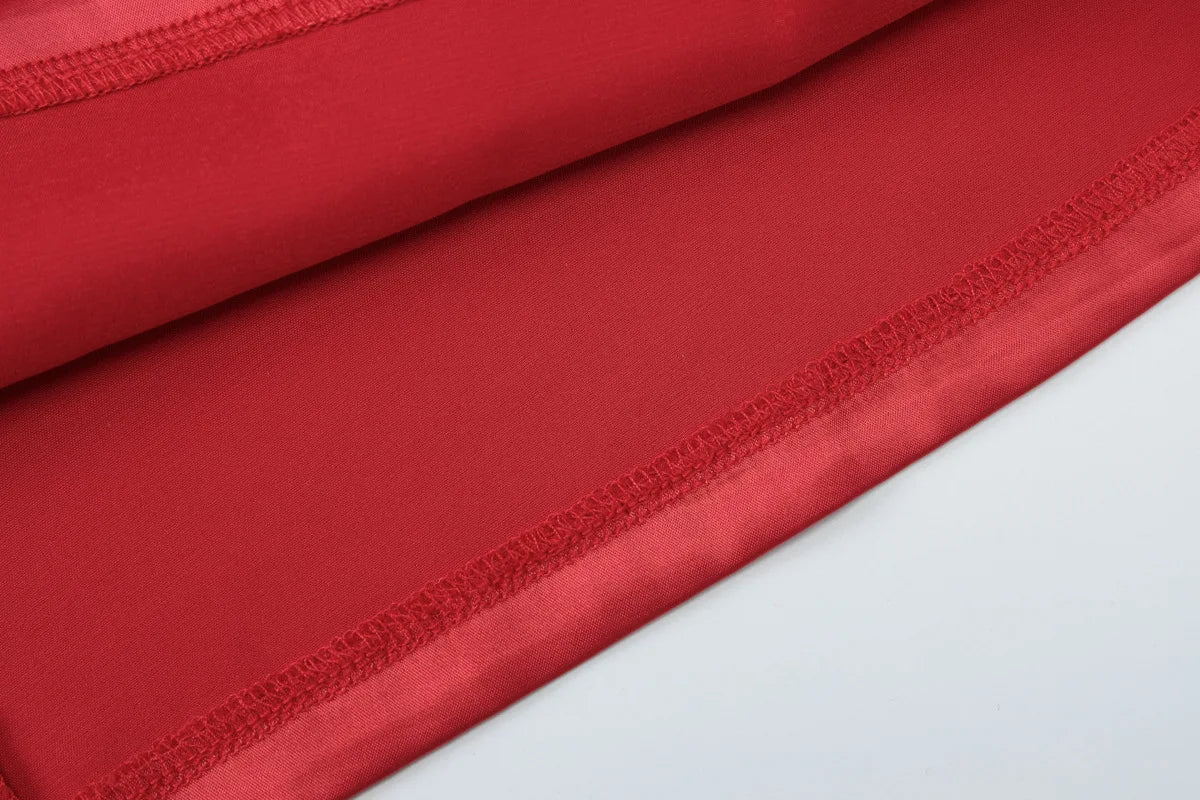 Slim Lace Long Sleeve Maxi Dress - Red