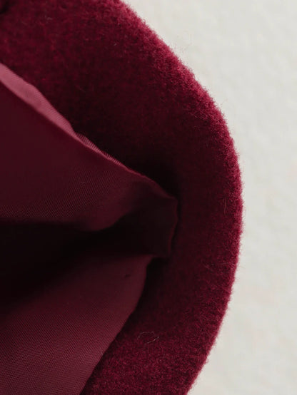 Woolen Blazer Jacket with Scarf - Red