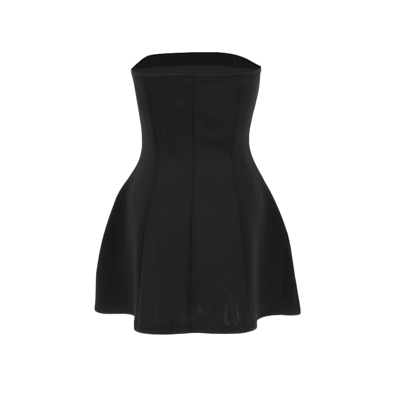 Elegant Strapless A-Line Mini Dress - Black