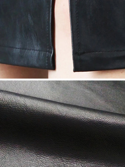 Leather Midi Office Chic Skirt
