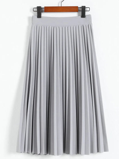 High-Waist Pleated Midi Skirt