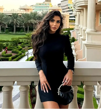 Chic Bow Accented  Mini Dress - Black